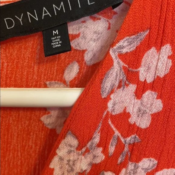 Dress, brand:Dynamite, size: Medium, red with flowers - Picture 3 of 3